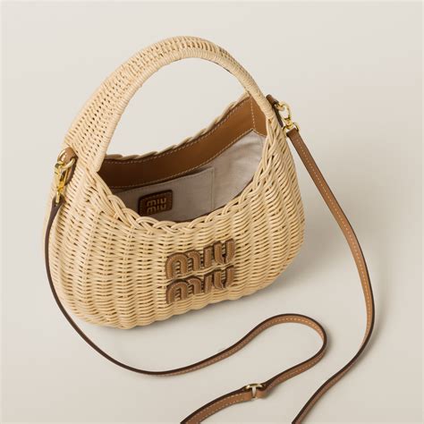 miu miu wander wicker handbag|Tan/caramel Wander Wicker Handbag .